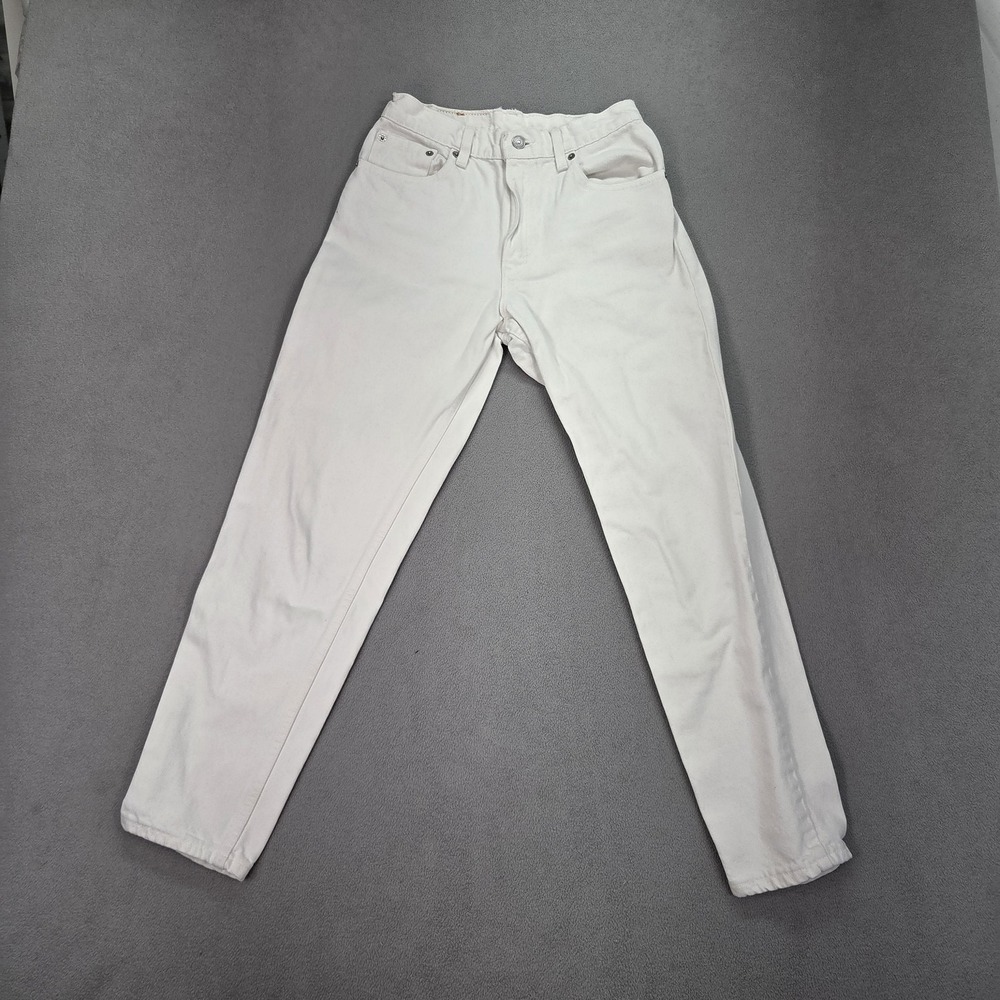 Vintage‎ Levis 550 Jeans Juniors 5 White Relaxed Tapered Denim Made USA 90s